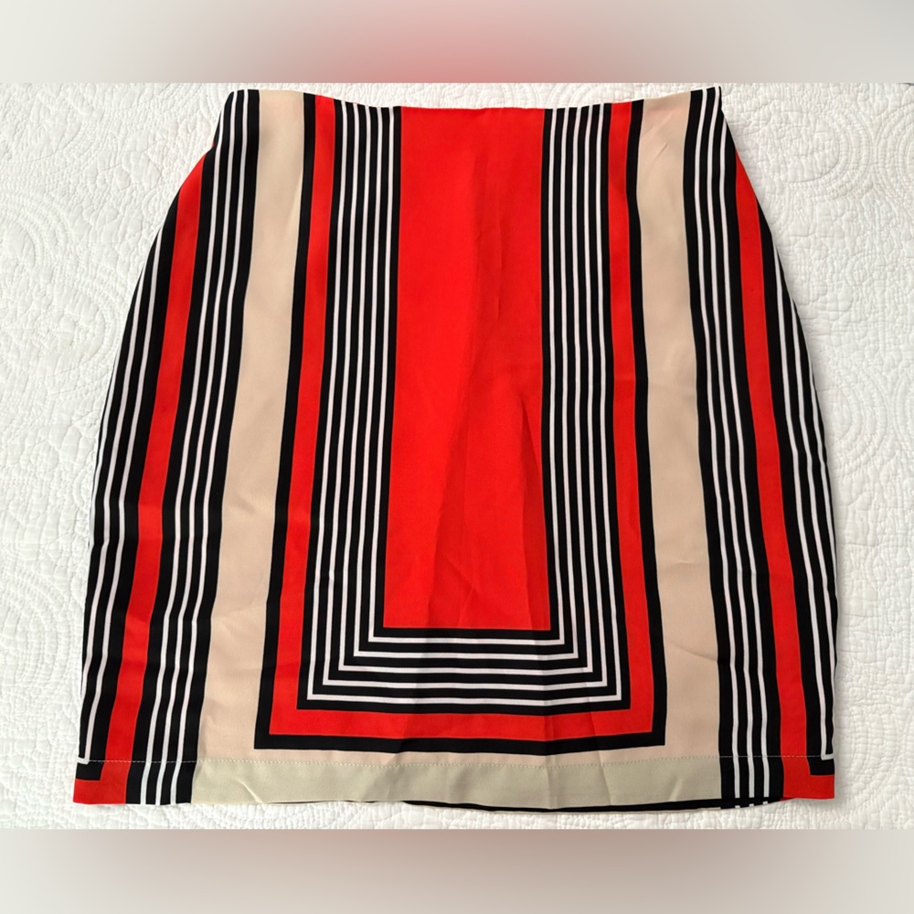 New York & Company Red and Black Striped Pencil Skirt